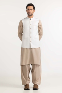 UAE -Egg White Basic Waist Coat WC-PD23-007