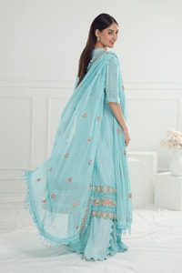 UAE -3 Piece Unstitched Embroidered Lawn Suit with Embroidered Chiffon Dupatta PM-52019