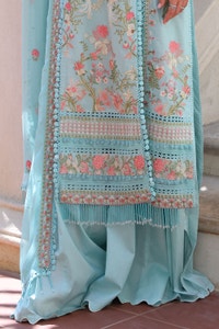 UAE -3 Piece Unstitched Embroidered Lawn Suit with Embroidered Chiffon Dupatta PM-52019