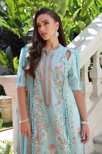 UAE -3 Piece Unstitched Embroidered Lawn Suit with Embroidered Chiffon Dupatta PM-52019