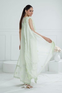 UAE -3 Piece Unstitched Embroidered Paper Cotton Suit with Embroidered Chiffon Dupatta PM-52030