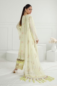 UAE -3 Piece Unstitched Embroidered Swiss Voile Suit with Embroidered Chiffon Dupatta LSV-52026