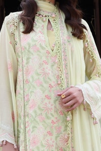 UAE -3 Piece Unstitched Embroidered Swiss Voile Suit with Embroidered Chiffon Dupatta LSV-52026