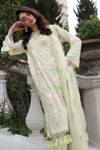 UAE -3 Piece Unstitched Embroidered Swiss Voile Suit with Embroidered Chiffon Dupatta LSV-52026