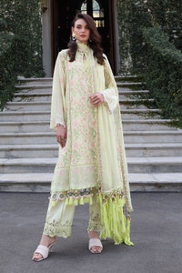 UAE -3 Piece Unstitched Embroidered Swiss Voile Suit with Embroidered Chiffon Dupatta LSV-52026