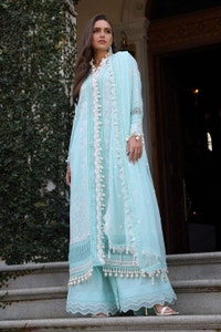 UAE -3 Piece Unstitched Schiffli Embroidered Lawn Suit with Embroidered Chiffon Dupatta PM-52038