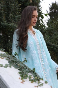 UAE -3 Piece Unstitched Schiffli Embroidered Lawn Suit with Embroidered Chiffon Dupatta PM-52038