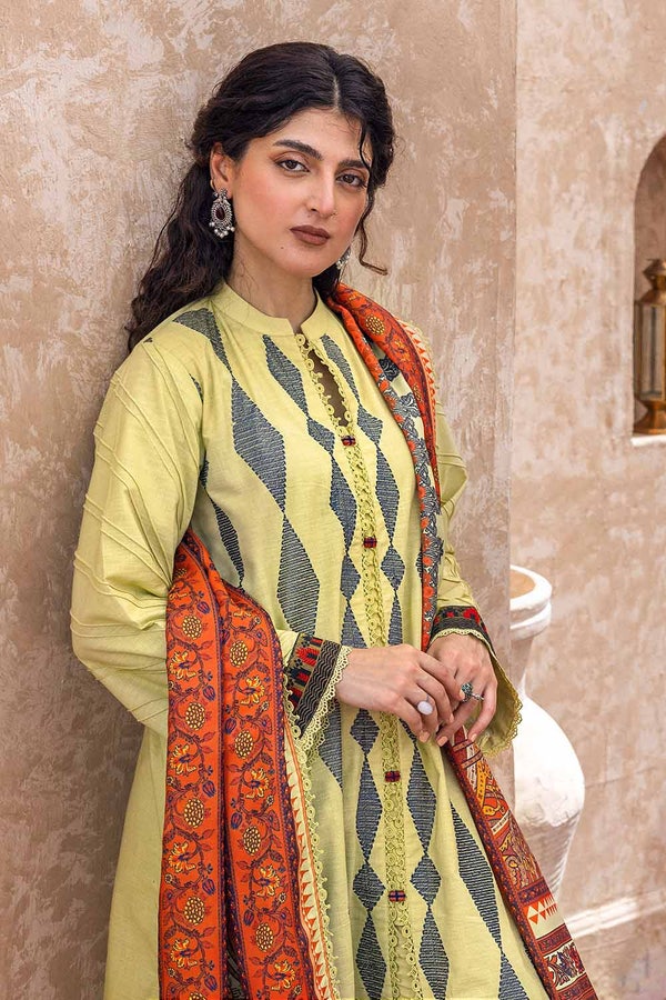 UAE -3PC Embroidered Khaddar Unstitched Suit with Digital Printed Pashmina Shawl AP-32037
