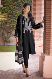 UAE -3PC Embroidered Khaddar Unstitched Suit with Woven Stripe Dupatta MJ-32066