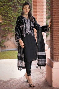 UAE -3PC Embroidered Khaddar Unstitched Suit with Woven Stripe Dupatta MJ-32066