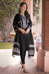 UAE -3PC Embroidered Khaddar Unstitched Suit with Woven Stripe Dupatta MJ-32066