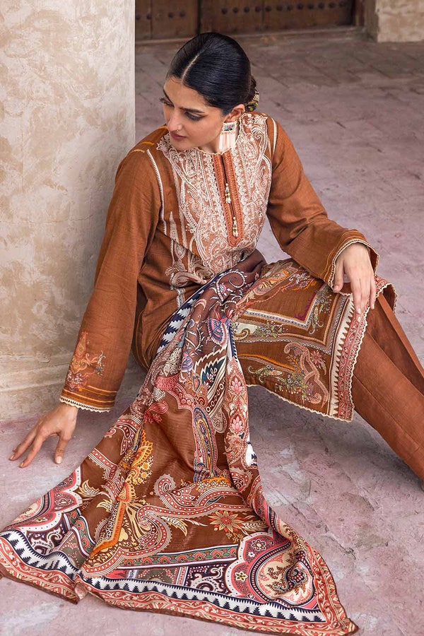 UAE -3PC Embroidered Khaddar Unstitched Suit with Digital Printed Pashmina Shawl AP-32032