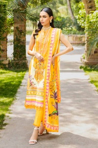 UAE -3PC Embroidered Cambric Unstitched Suit with Digital Printed Lawn Dupatta CBE-32011