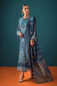 UAE -3PC Embroidered Unstitched Net Shirt with Embroidered Zari Jacquard Dupatta and Inner PRW-32033