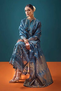 UAE -3PC Embroidered Unstitched Net Shirt with Embroidered Zari Jacquard Dupatta and Inner PRW-32033