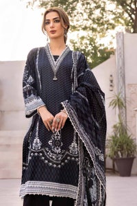 UAE -3PC Unstitched Embroidered Lawn Suit with Organza Neckline B-32024