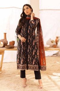 UAE -3PC Printed Cambric Unstitched Suit with Lawn Dupatta CBN-32001