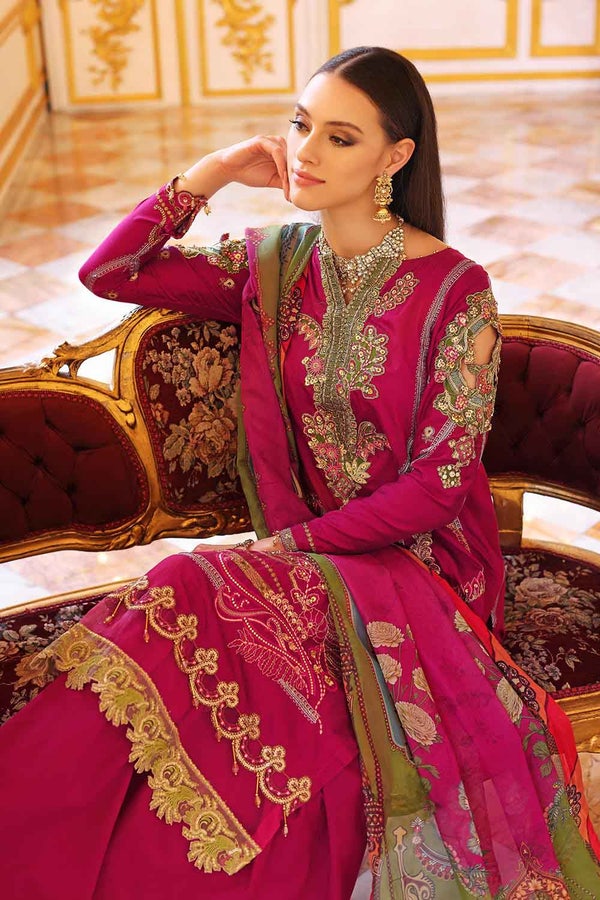 UAE -3PC Unstitched Yarn Dyed Embroidered Suit with Banarsi Jacquard Dupatta PRW-22007