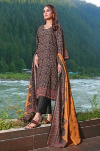 UAE -3PC Printed Karandi Unstitched Suit AY-32014