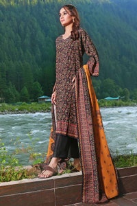 UAE -3PC Printed Karandi Unstitched Suit AY-32014
