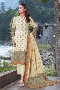 UAE -3PC Printed Karandi Unstitched Suit AY-32028