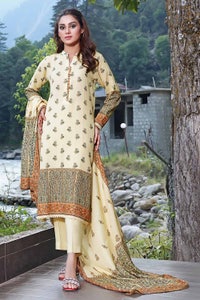 UAE -3PC Printed Karandi Unstitched Suit AY-32028