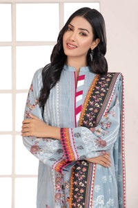 UAE -3PC Slub Linen Unstitched Digital Printed Suit WNS-22047 B