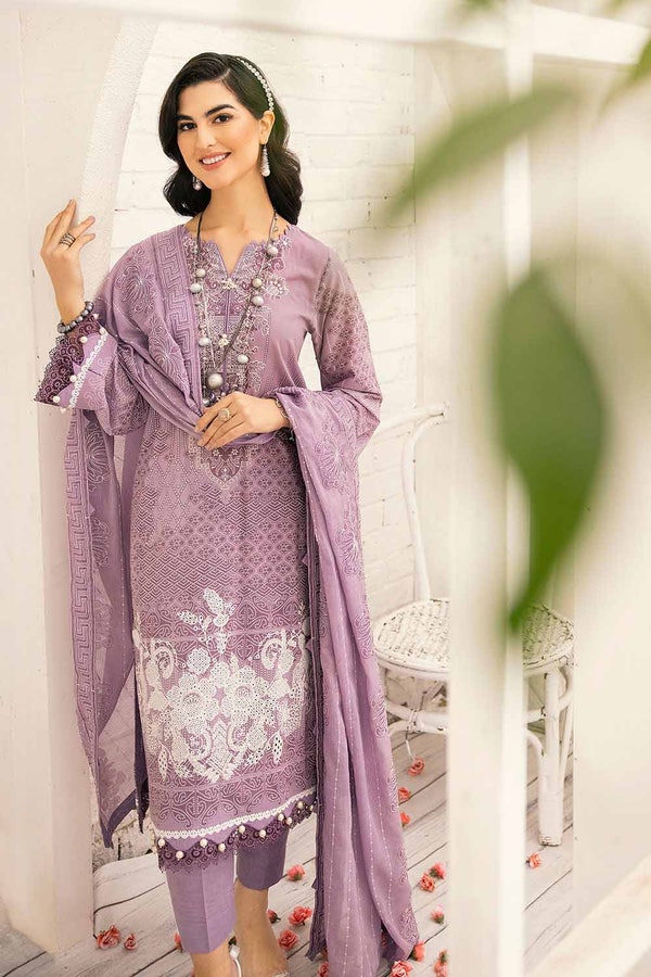 UAE -3PC Embroidered Lawn Unstitched Printed Suit With Embroidered Denting Lawn Dupatta DN-32029