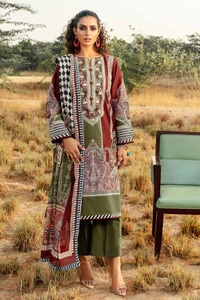 UAE -3PC Digital Printed Corduroy Unstitched Suit with Digital Printed Cotton Net Dupatta CD-32002