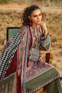 UAE -3PC Digital Printed Corduroy Unstitched Suit with Digital Printed Cotton Net Dupatta CD-32002