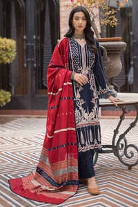 UAE -3PC Embroidered Khaddar Unstitched Suit with Jacquard Dupatta MJ-32059