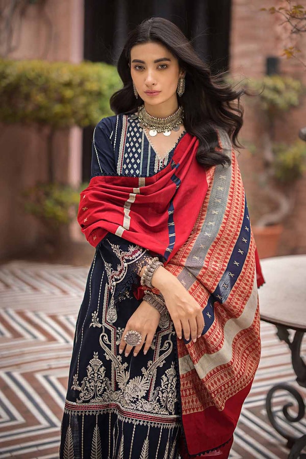UAE -3PC Embroidered Khaddar Unstitched Suit with Jacquard Dupatta MJ-32059