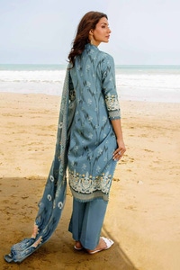 UAE -3PC Digital Printed Corduroy Unstitched Suit with Cotton Net Dupatta CD-32007