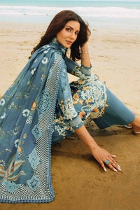 UAE -3PC Digital Printed Corduroy Unstitched Suit with Cotton Net Dupatta CD-32007