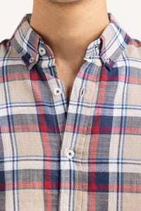 UAE -Fawn Navy Checkered Casual Shirt CS-YD22-039