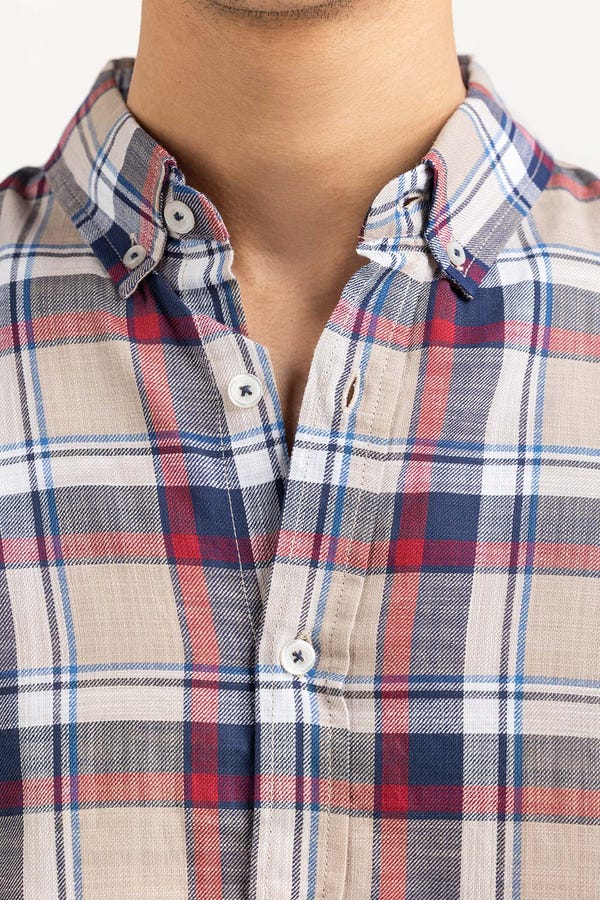 UAE -Fawn Navy Checkered Casual Shirt CS-YD22-039