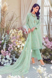 UAE -3PC Embroidered Swiss Voile Unstitched Suit With Embroidered Chiffon Dupatta LSV-32015