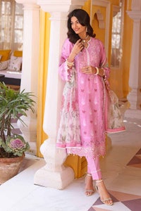 UAE -3PC Embroidered Lawn Unstitched Suit with Organza Dupatta OG-32009