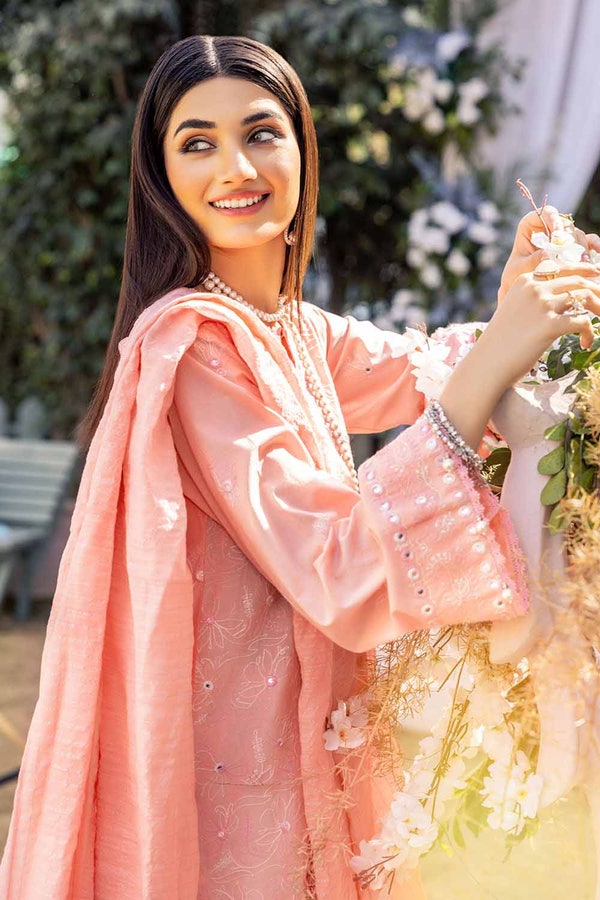 UAE -3PC Embroidered Lawn Unstitched Suit with Zari Dupatta CK-32006