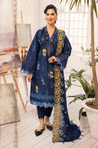 UAE -3PC Embroidered Lawn Unstitched Lacquer Printed Suit With Embroidered Denting Lawn Dupatta DN-32038