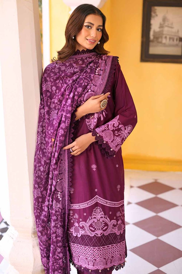UAE -3PC Sequins Embroidered Cambric Unstitched Suit with Embroidered Chiffon Dupatta PM-32032