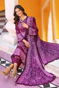 UAE -3PC Sequins Embroidered Cambric Unstitched Suit with Embroidered Chiffon Dupatta PM-32032