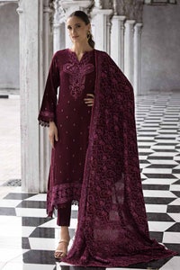 UAE -3PC Embroidered Pashmina Unstitched Suit with Embroidered Pashmina Shawl AP-32072