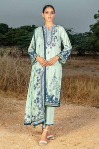 UAE -3PC Printed Corduroy Unstitched Suit with Cotton Net Dupatta CD-32004 A