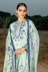 UAE -3PC Printed Corduroy Unstitched Suit with Cotton Net Dupatta CD-32004 A