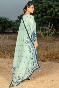 UAE -3PC Printed Corduroy Unstitched Suit with Cotton Net Dupatta CD-32004 A