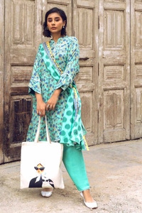UAE -3PC Printed Dobby Linen Unstitched Suit LT-32022 B