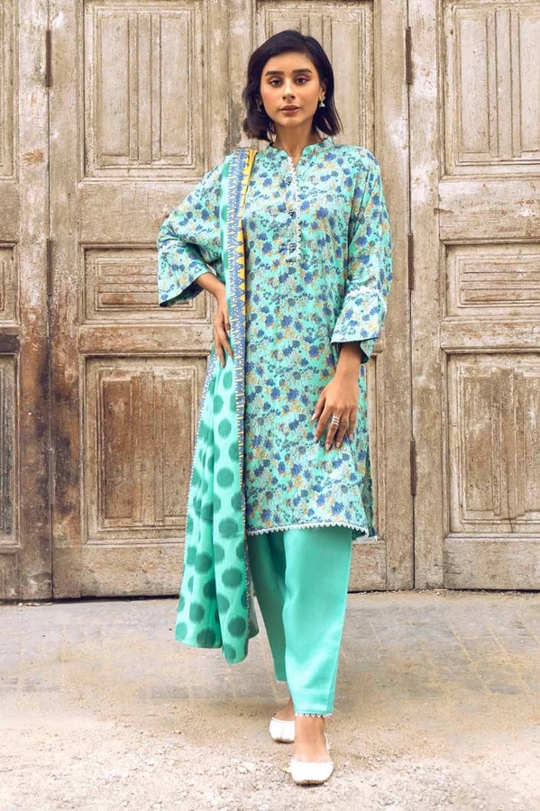 UAE -3PC Printed Dobby Linen Unstitched Suit LT-32022 B