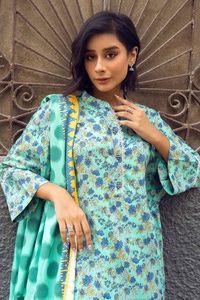 UAE -3PC Printed Dobby Linen Unstitched Suit LT-32022 B
