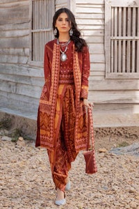 UAE -3PC Lawn Unstitched Suit With Denting Lawn Dupatta DN-32071 B
